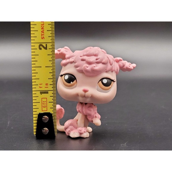 Littlest Pet Shop LPS Pink French Poodle Hasbro Dog Figure Brown Eyes - Picture 3 of 10